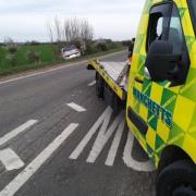 This car had to be removed from a ditch following a crash in Stretham Road, Wicken, on March 26.