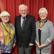 Viv Doji (The Rotary Club of Ely president), Councillor Chris. Phillips (Mayor of Ely) and Mary Rone (Lady Mayoress) .