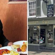 Amin Haque, owner of Le Spice in Forehill, Ely. The new look front of the restaurant is also pictured.