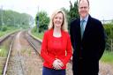 Elizabeth Truss MP and George Freeman MP at the Queen Adelaide level crossing close to the Ely North junction. Picture: Ian Burt