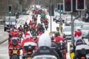 Motorbikes as far as they eye could see along Hills Road in Cambridge on their way to Addenbrooke's Hospital for the Christmas Toy Run