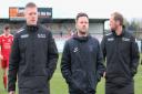 Wisbech Town manager Brett Whaley (right) with assistants Chris Lenton (left) and Leigh Porter (centre). Picture: ERIN LARHAM
