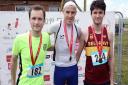Waterbeach Running Festival. Mens' 5k presentation (L to R) Paul Fenn (3rd) Tony Bacon (1st) and Ben Ireland (2nd) . Picture; TIM GEORGE