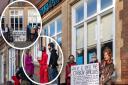 Members of Ely XR gathered outside Barclays bank in the city centre on Saturday, October 30.