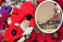 Over 5,000 Remembrance poppies have been made by Waterbeach and Landbeach communities for their war memorial centenaries. They'll be placed on camouflage-netting panels (inset).