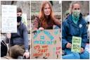 Members of the Ely Extinction Rebellion group gathered near the city's cathedral to protest in its bid to immediately halt new fossil fuel exploration and financing.