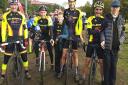 Off-road racing for Ely & District Cycling Club riders. Veteran and junior cyclocross racers at the end of the veterans race: Dan Bromilow, Neil Bowman, Kieran Vanhoutte, Ferenc Vanhoutte, Nick Barton and Isaac Barton. Picture: SUPPLIED