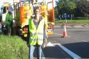 Councillor Anna Bailey helps traffic to flow easier around Ely with new painted arrows