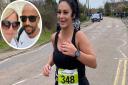Lizzie Driver-Edgar will take on the Great North Run in memory of Carlos Camoira who died after a stroke. Inset: Carlos with wife and Lizzie's friend Sarah.