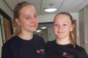 Maddison Bourn (L) is heading to Italy this weekend to compete in the European Cup.  She's pictured with fellow skater Mallory Pearce.