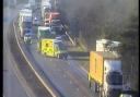 The A14 is currently closed after a crash involving three lorries near Newmarket