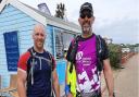Alun Bradshaw with friend and colleague Pete Mills, who cycled alongside him during his epic marathon challenge.