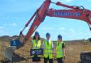 Tilia Homes' new development in Cottenham, Kings Park, was visited by area sales manager Lucy Lee (L) site manager Ian Carter (M) and head of marketing Caroline Robinson (R) where they officially began work on the development.
