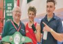 From left to right: Mike Sawyer, trainer at Haddenham and Ely ABC, Terry Mills and coach Aidan.