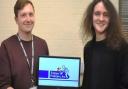 17-year-old Iain Walker (R) has created a new computer game with his BAFTA nominated lecturer Sam Read (L).
