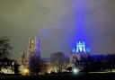 Ely Cathedral lit up blue on February 15 to raise awareness of Angelman Syndrome (AS).