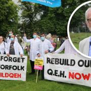 People gathered in The Walks in King's Lynn on Saturday, July 3, to highlight the need for a new hospital for west Norfolk.