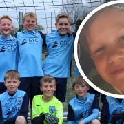 Witchford Colts FC is taking part in a 5-a-side football match to raise money for Brainbow after one of their current under 10s players, Brody Sims (inset) was diagnosed with a brain tumour in June 2020.