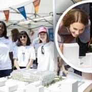 Teenagers involved in the planning of the new Cambridge Children's Hospital met the Duke and Duchess of Cambridge at Cambridgeshire County Day, telling them all about the plans for it.