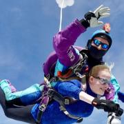 Head teacher Bridget Harrison shows she has nerves of steel after completing a remarkable sky dive to raise money for Rackham primary school, Witchford.