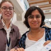 Jasleen Kaur (right) moved to the UK while in Year 10 and had to learn English alongside her GCSE subjects when she arrived at the Wisbech school two years ago. Pictured left is Sarah West.