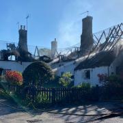 Emergency services are currently still at the scene of a thatched roof fire in Hengrave