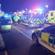 Nine men and four women were found inside the back of a lorry at Cambridge Services, near Swavesey