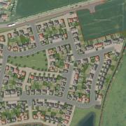 Early visual provided by developers for 203 homes and an Aldi supermarket in Whittlesey.