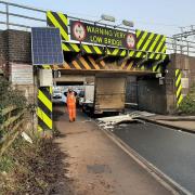 Van crashes into Ely station bridge.