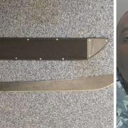 Laye Joof, 29, with the machete police found at his home.