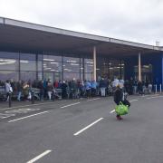 Queues outside Jack's supermarket in Chatteris on Sunday, March 15. Picture: Mark Hemment/Facebook