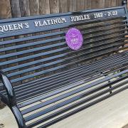 This is one of three benches to be installed in Sutton to mark the Queen's Platinum Jubilee.