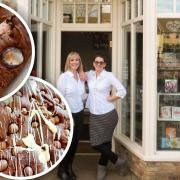 Ely Fudge Company has revealed what it will be selling as part of its Easter collection this year (inset). Pictured are owners Jes Gingell and her mum Louise.