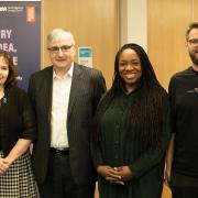 BIPC Jumpstart finalists were judged by (l-r) Julie Deane CBE (Founder and Chief Executive of The Cambridge Satchel Company), Vic Annells (Chief Executive of Cambridgeshire Chambers of Commerce), Danielle Bridge (Founder and Chief Executive of ABC Life
