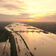 Jason Cox captured drone footage of flooded fields at Sutton Gault just before sunset following recent flooding, and has attracted much interest on social media.