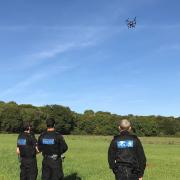 British Transport Police taking a drone out on a test flight.