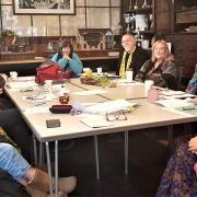 Residents turned out for a Sunday Writers Lunch at Adams Heritage Centre, tutored by Deb Curtis Watson (front left).
