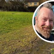 Cllr Rob Pitt [inset] has planned to turn an area of unused land in Abbots Way, Ely into a wellness garden.