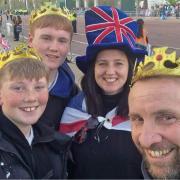 Finley, Caiden, Angela and Steve Smith camped on The Mall in London for the King's Coronation  