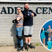 Carlos Perez Mocho and James Nuttall will dance alongside their daughters (inset) in a roller skating competition to raise money for the girls' club.