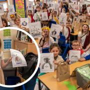 Barley Rose, a pupil at Millfield Primary School, in Littleport, with her winning drawing. Other Year 3 pupils who took part in the competition are also featured.