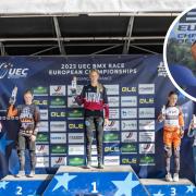 Jess Marriott finished second on the podium behind the Latvian BMX rider 'Cudar'.