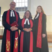 Right  Rev Julian Pursehouse, chair of the East Anglia District of the Methodist Church, and the Rev Dr Jane Leach, Principal of Wesley House, Cambridge, Rev Catherine Dixon.