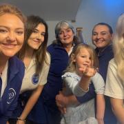 Lauren Diston, Amber Stevens, Caroline Barnes, Amy Ethrington, Jenny Larham and Amy's daughter Willow. Tiree Munt is also a member of the team but wasn't working on the day this photo was taken.