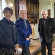 Francois and Jim Sartain with Dan in St Andrew’s Church, Witchford.