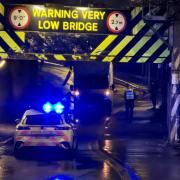 A van got stuck under Ely's most bashed bridge, near the city's railway station, on February 14.