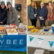Fifteen business across East Cambridgeshire are holding charity bake sales for the children's cancer charity Just George. Busy Bee Recruitment and Old Tiger Stables are pictured with their stalls.
