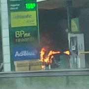 Cars are on fire at the petrol station