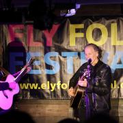 Boo Hewerdine and Brooks Williams performing during the Ely Folk Festival promotional gig at The Portland Arms in Cambridge