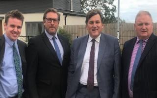 Mayor James Palmer at Manor Farm, Stretham CLT in 2018 with then housing minister Kit Malthouse in 2018. He was accompanied by CLT chair Charles Roberts and the mayor's then political aide Tom Hunt, now MP for Ipswich